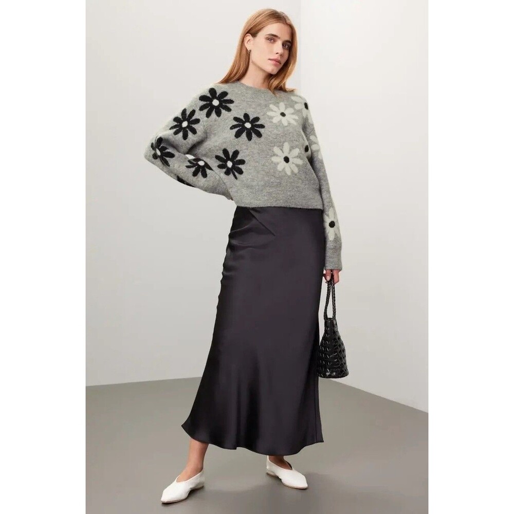 Sandro Maguy Daisy Intarsia Knit Crop Sweater Size 2 (US M) Good Cond
